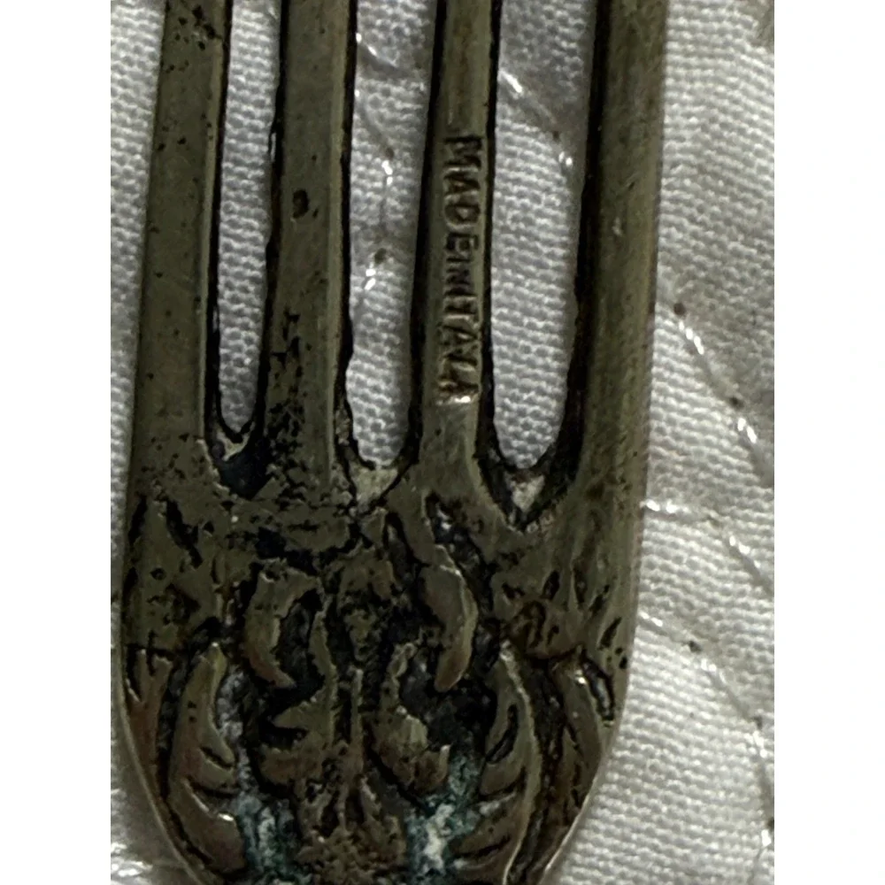 Flatware Set Small Fork, Knife, Spoon Silver Ornate Italian Vintage Figural Set